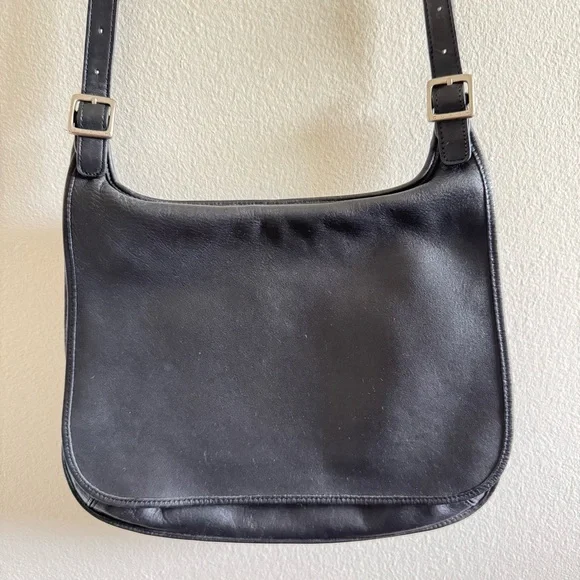 Vintage Coach Black Hippie Flap Saddle Crossbody Bag 9134 - Picture 3 of 13